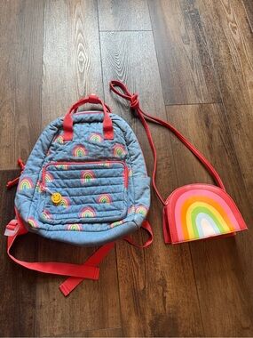 Rainbow mini backpack and matching purse